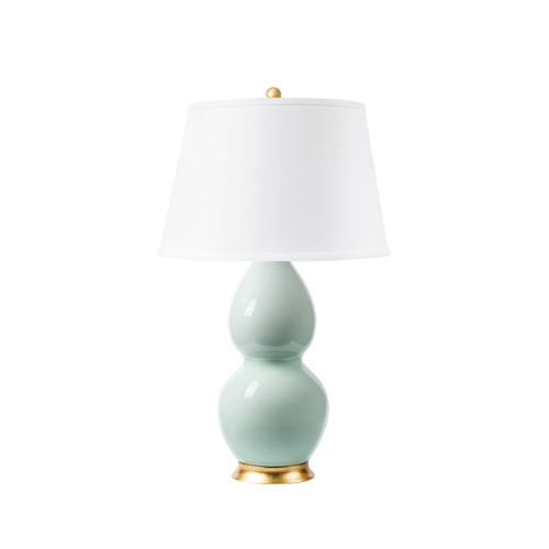 Shandy Lamp with Shade 16-inch White Linen, with Gold, Pale Celadon