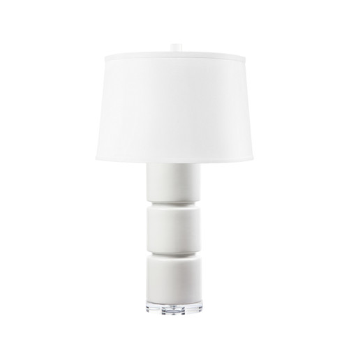 Charles Lamp with Shade 17-inch White Linen, with Nickel, Ivory Frost