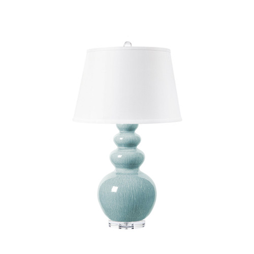 Virginia Lamp with Shade 16-inch White Linen, with Nickel, Cloud Blue