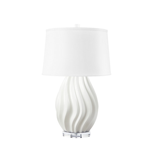 Tulum Lamp with Shade 17-inch White Linen, with Gold, Ivory Frost