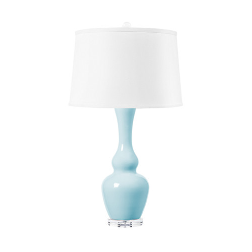 Ansonia Lamp with Shade 17-inch White Linen, with Nickel, Sky Breeze