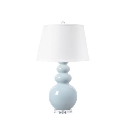 Virginia Lamp with Shade 16-inch White Linen, with Nickel, Glacial Mist