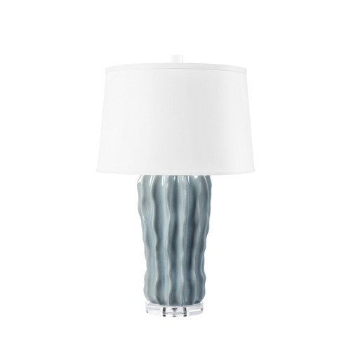 Malibu Lamp with Shade 17-inch White Linen, with Nickel, Polar Mist