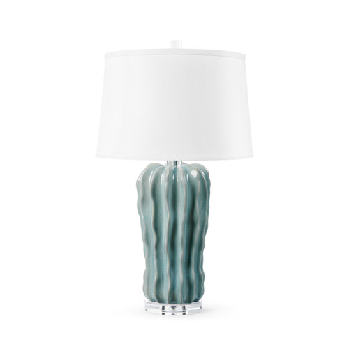 Malibu Lamp with Shade 17-inch White Linen, with Nickel, Polar Mist