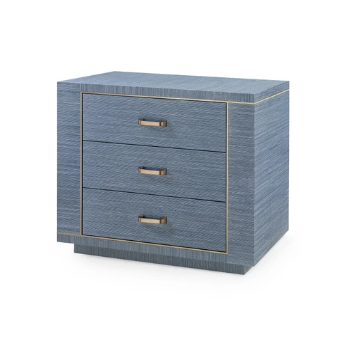 Ethan 3-Drawer Side Table, Navy Blue