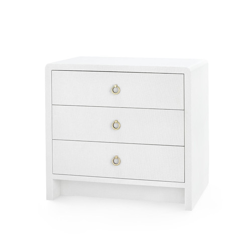 Bryant Linen 3-Drawer Side Table, Chiffon White