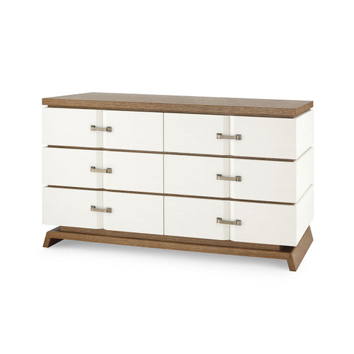 Tristan 6-Drawer, Sand White, Sesame Finish Oak Veneer
