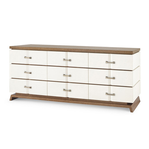Tristan Extra Wide Large 9-Drawer, Sand White, Sesame Finish Oak Veneer