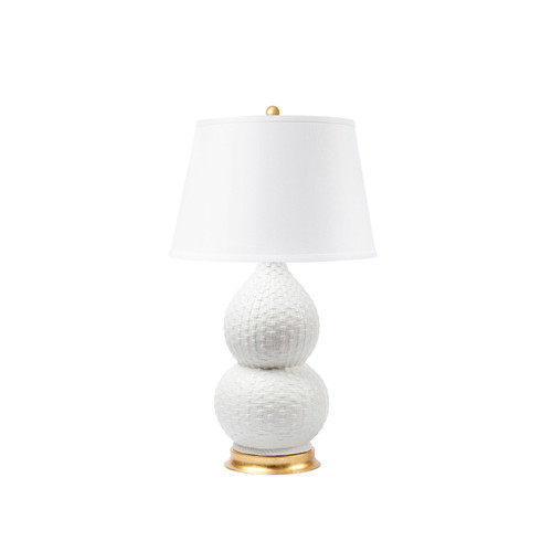 Charlotte Lamp with Shade 16-inch White Linen, with Gold, Blanc de Chine