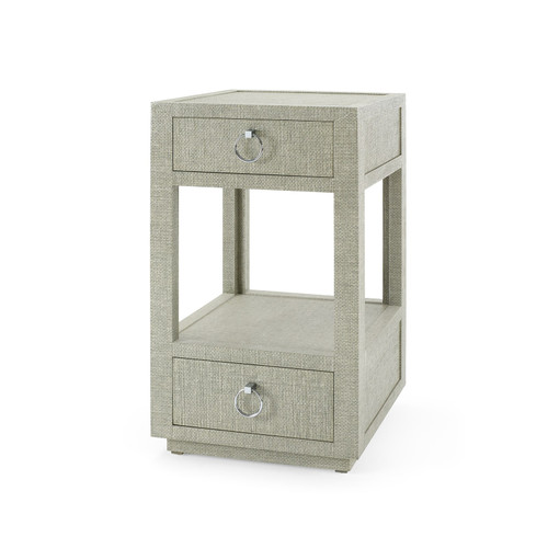 Camilla  2-Drawer Side Table, Moss Gray Tweed