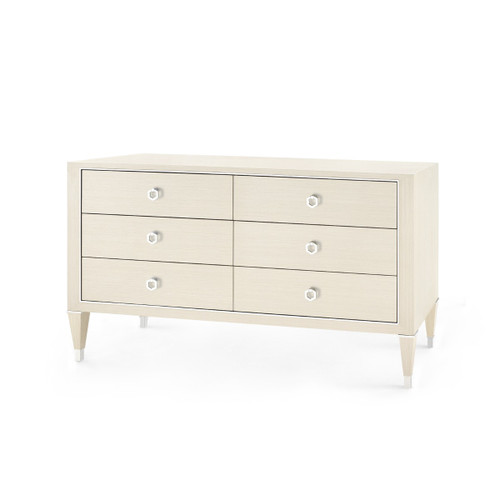 Morris Extra Large 6-Drawer, Blanched Oak and Nickel