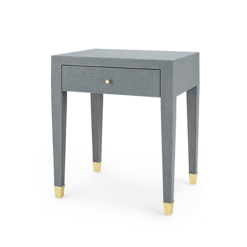 Claudette 1-Drawer Side Table, Washed Winter Gray, Brass