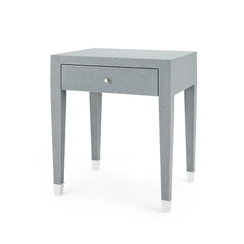 Claudette 1-Drawer Side Table, Washed Winter Gray, Nickel
