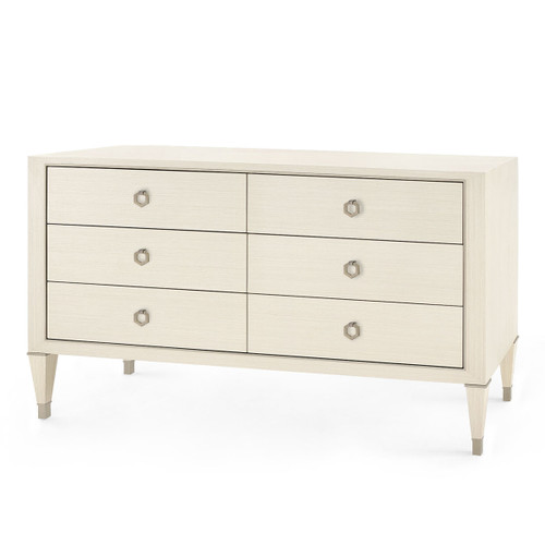 Morris Extra Large 6-Drawer, Blanched Oak and Satin Bronze
