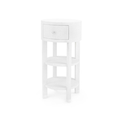 Claudette 1-Drawer Round Side Table, Cream, Nickel