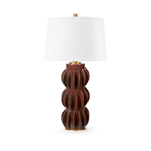 Saguaro Lamp with Shade 17-inch White Linen, with Gold, Oxblood Cocoa