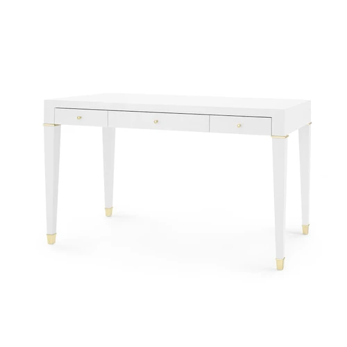 Claudette Desk, Cream, Brass