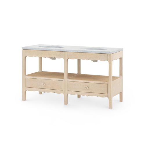 Arianna 2-Drawer Cabinet with 60" Marble Vanity Top, Sand