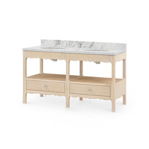 Arianna 2-Drawer Cabinet with 60" Marble Vanity Top, Sand