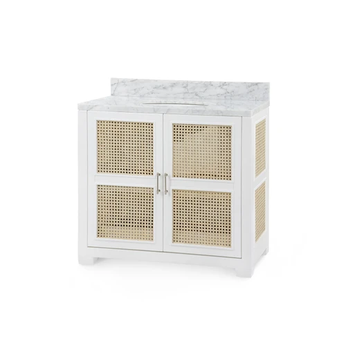 Ariel 2-Door Cabinet with 36" Marble Vanity Top, Vanilla
