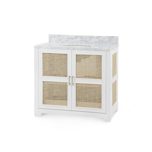 Ariel 2-Door Cabinet with 36" Marble Vanity Top, Vanilla