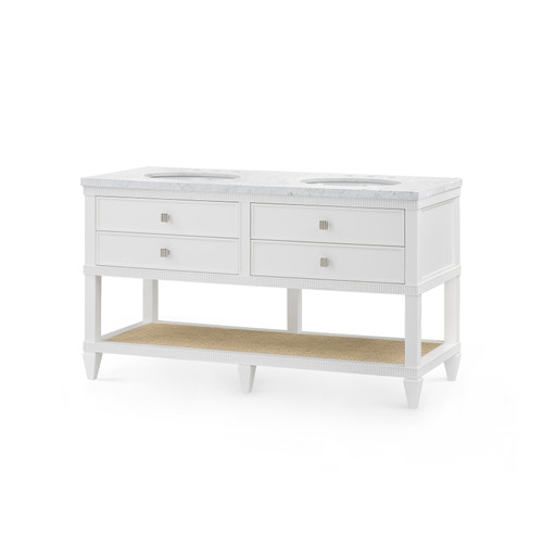 Sienna 2-Drawer Table with 60" Marble Vanity Top, Vanilla