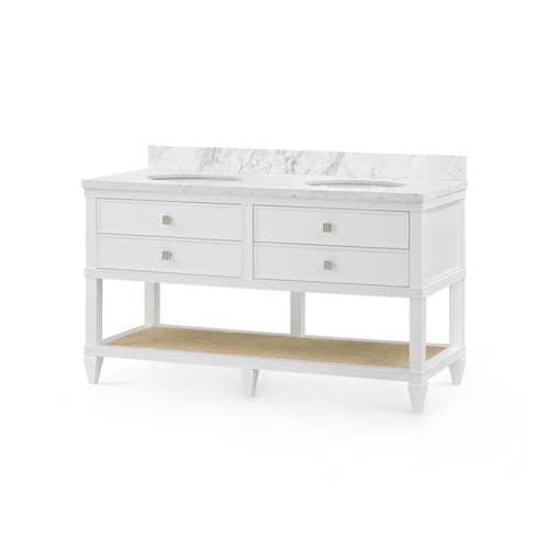 Sienna 2-Drawer Table with 60" Marble Vanity Top, Vanilla
