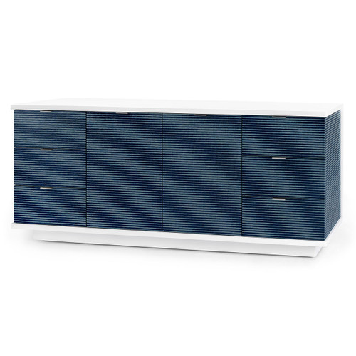 Cosmopolitan 6-Drawer & 2-Door Cabinet, Navy Blue Pencil Stripe