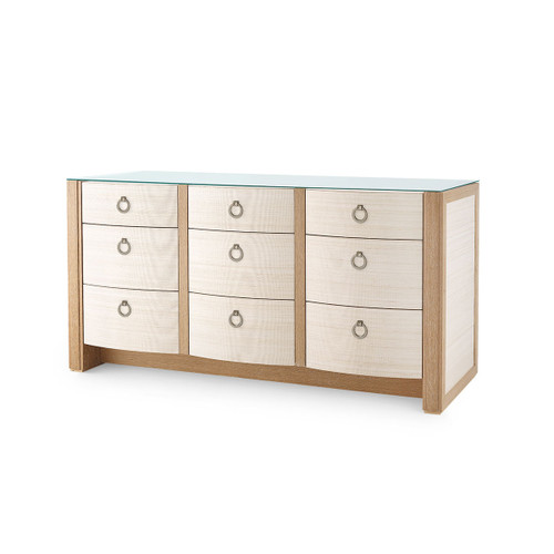 Albert Extra Large 9-Drawer with Glass Top, Light Natural Shimmer