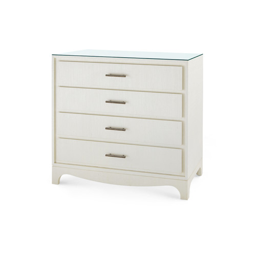 Barrett Large 4-Drawer with Glass Top, Sand White