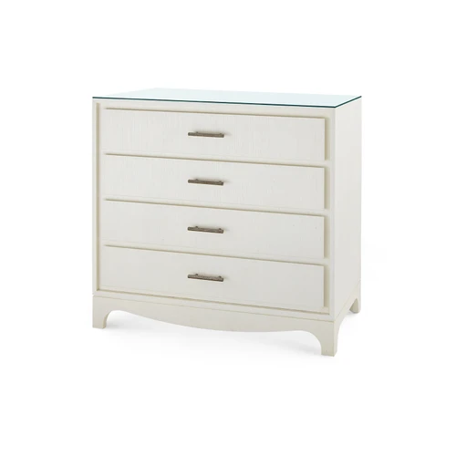 Barrett Large 4-Drawer with Glass Top, Sand White