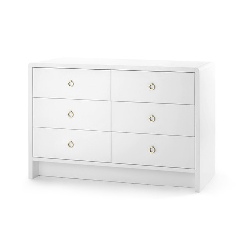 Bryant Extra Large 6-Drawer with Glass Top, White Pearl