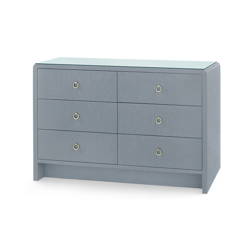 Bryant Linen Extra Large 6-Drawer with Glass Top, Winter Gray