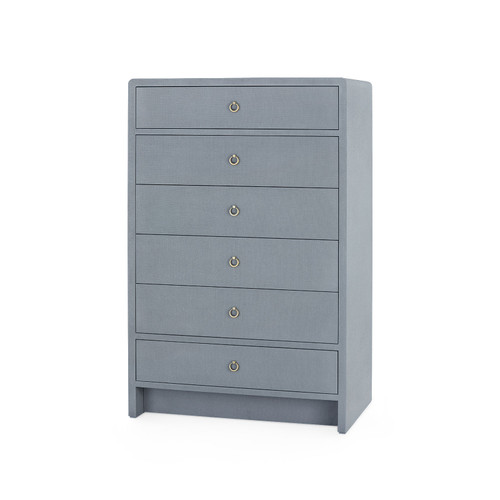Bryant Tall 6-Drawer with Glass Top, Winter Gray
