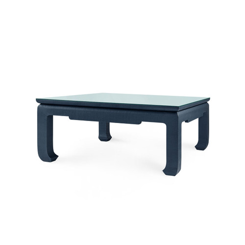 Bethany Large Square Coffee Table with Glass Top, Storm Blue