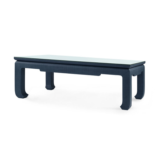 Bethany Large Rectangular Coffee Table with Glass Top, Storm Blue