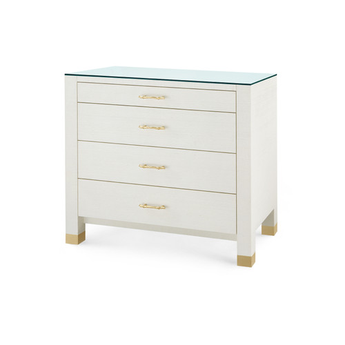 Camden Large 4-Drawer with Glass Top, Sand White