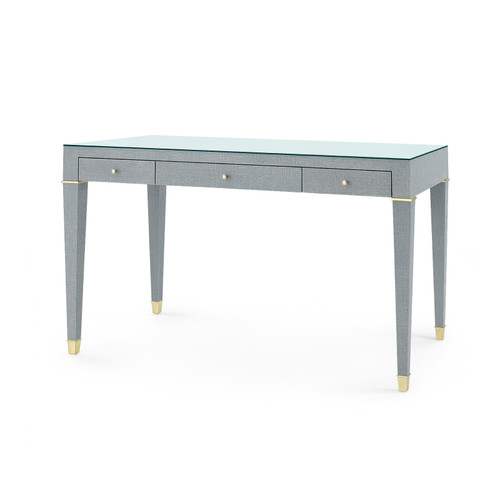 Claudette Desk with Glass Top, Washed Winter Gray