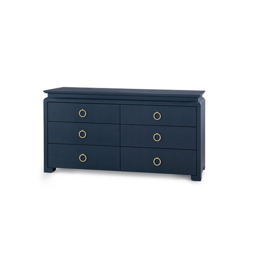 Elina Extra Large 6-Drawer with Glass Top, Storm Blue