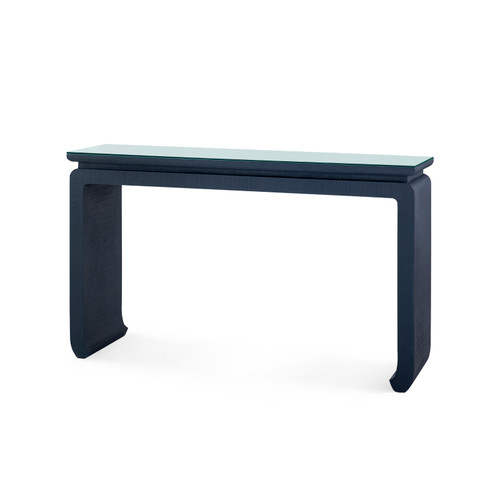 Elina Console with Glass Top, Storm Blue
