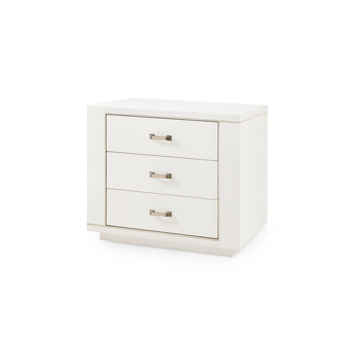 Ethan 3-Drawer Side Table with Glass Top, Sand White