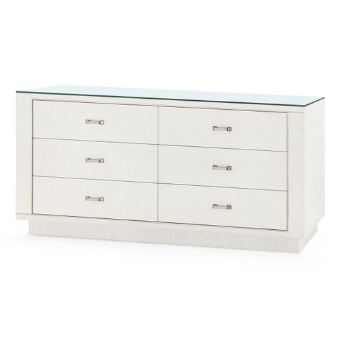 Ethan 6-Drawer with Glass Top, Sand White
