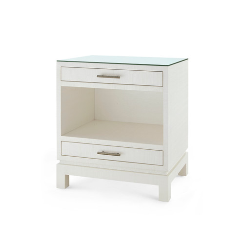 Florence 2-Drawer Side Table with Glass Top, Sand White