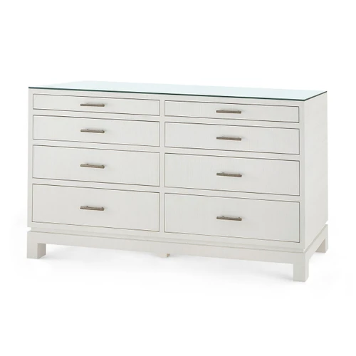 Florence Extra Large 8-Drawer with Glass Top, Sand White