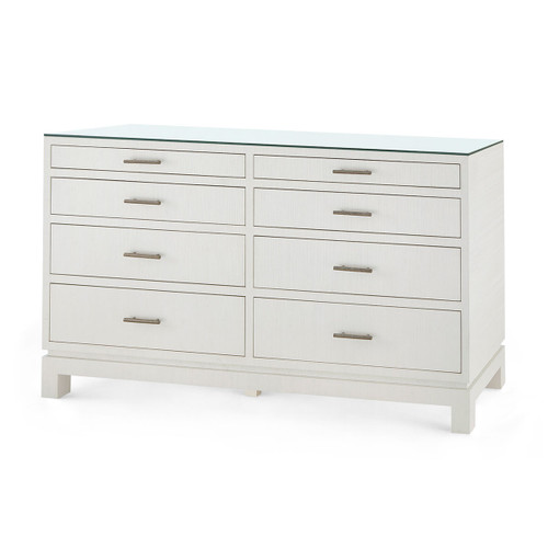 Florence Extra Large 8-Drawer with Glass Top, Sand White