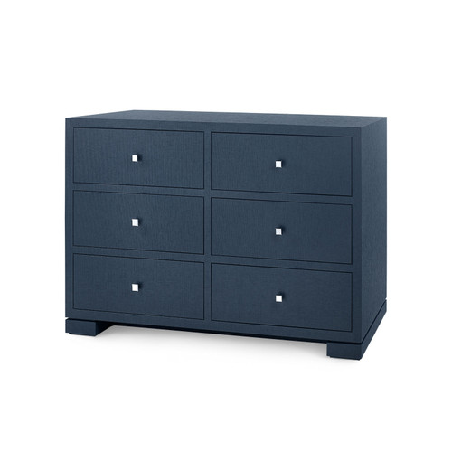 Frances Extra Large 6-Drawer with Glass Top, Deep Navy