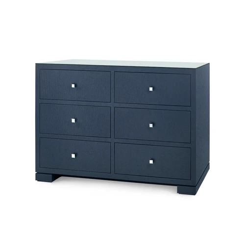 Frances Extra Large 6-Drawer with Glass Top, Deep Navy