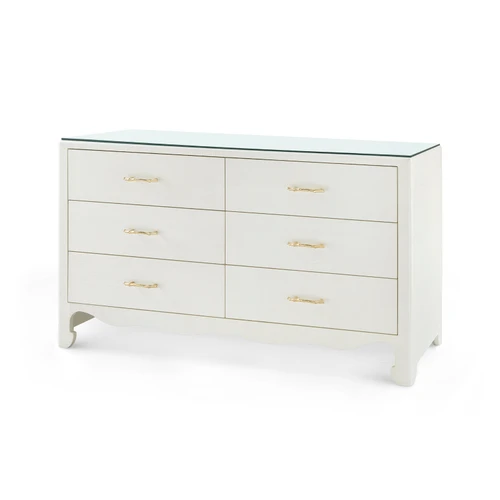 Gianna Extra Large 6-Drawer with Glass Top, Sand White