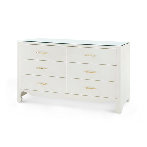 Gianna Extra Large 6-Drawer with Glass Top, Sand White