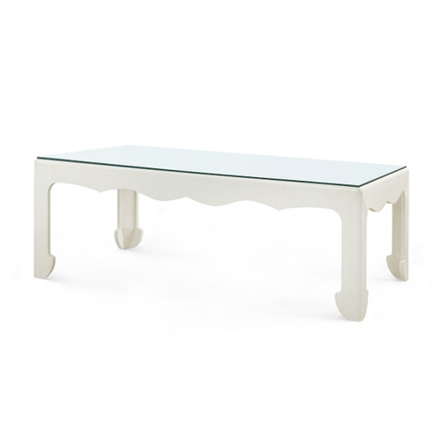 Gianna Coffee Table with Glass Top, Sand White